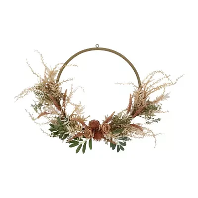 Northlight Fall Pale Roses With Foliage Unlit Indoor Wreath