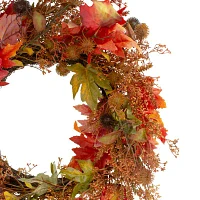 Northlight 24in Maple Leaf And Berry Unlit Wreath