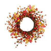 Northlight 18in Berry And Apple Foliage Twig Unlit Wreath