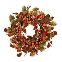 Northlight 24in Berries And Pumpkin Unlit Wreath