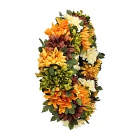 Northlight 19.5in Orange And Green Chrysanthemum Unlit Wreath