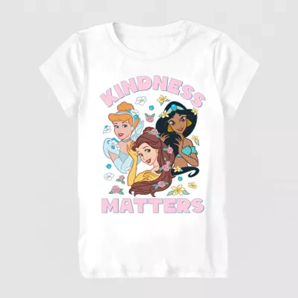 Little & Big Girls Crew Neck Short Sleeve Princess Graphic T-Shirt