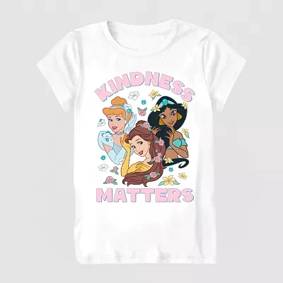 Little & Big Girls Crew Neck Short Sleeve Princess Graphic T-Shirt