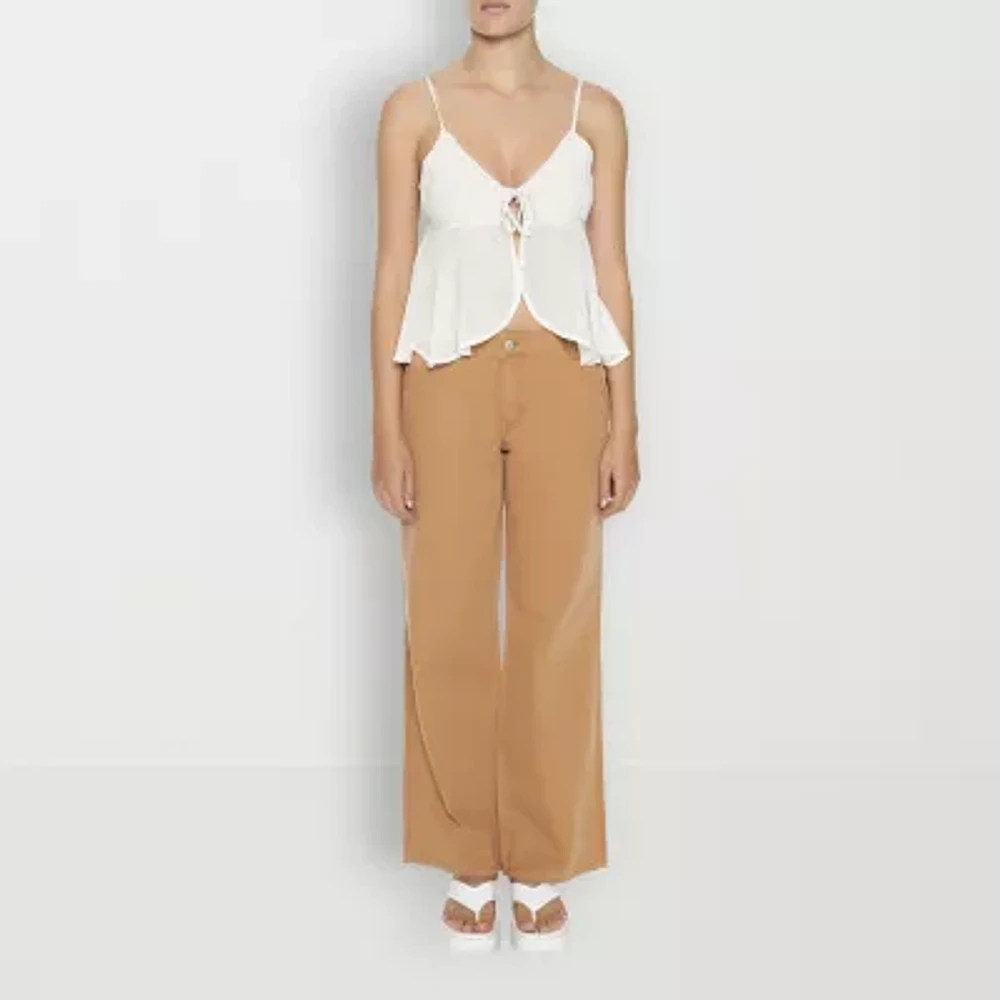 Forever 21 Carpenter Womens Low Rise Wide Leg Cargo Pant-Juniors