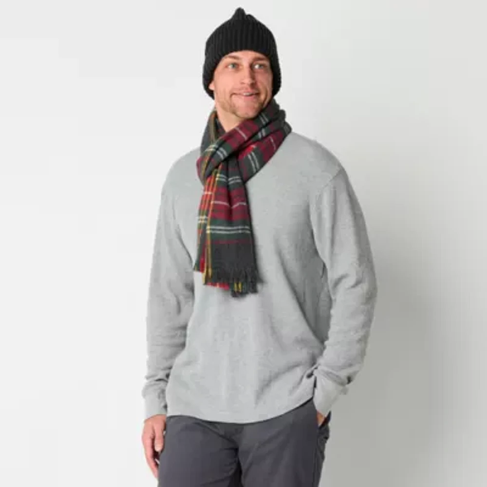 St. John's Bay Solid Beanie W/ Plaid Scarf 2-pc. Cold Weather Set