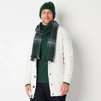 St. John's Bay Solid Beanie W/ Plaid Scarf 2-pc. Cold Weather Set