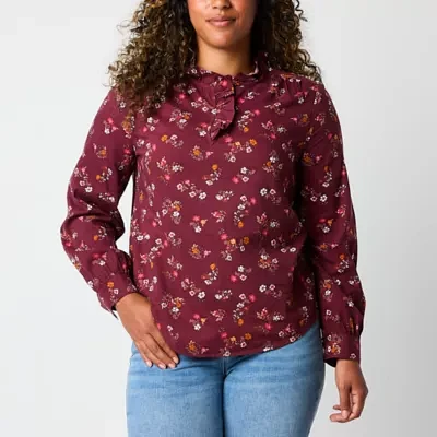 St. John's Bay Womens Long Sleeve Blouse