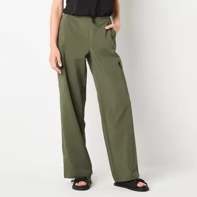 Stylus Womens Mid Rise Stretch Fabric Wide Leg Cargo Pant