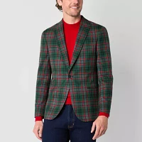 J. Ferrar Mens Slim Plaid Fit Sport Coat