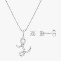 Sparkle Allure Initial 2-pc. Cubic Zirconia Pure Silver Over Brass Jewelry Set