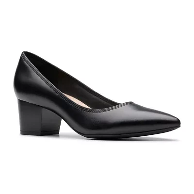 Clarks Womens Ellanie Hope Pointed Toe Block Heel Pumps