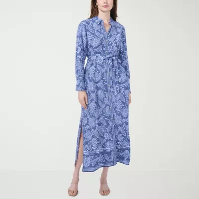 MSK Womens Long Sleeve Floral Maxi Dress