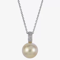 Golden South Sea Pearl & Diamond-Accent Pendant Necklace