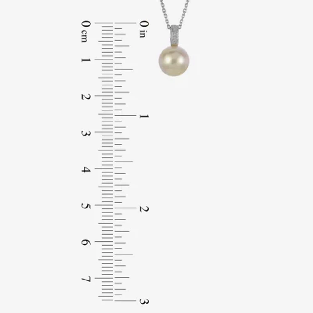 Golden South Sea Pearl & Diamond-Accent Pendant Necklace