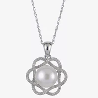 Freshwater Pearl & Diamond Pendant Necklace