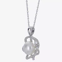 Freshwater Pearl & Diamond Pendant Necklace