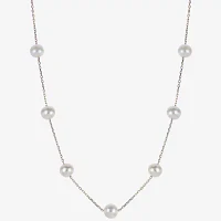 10K Gold Cultured Freshwater Pearl Station Necklace