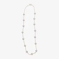 10K Gold Cultured Freshwater Pearl Station Necklace