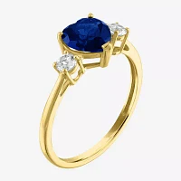 Gemstone 10K Gold Heart Cocktail Ring