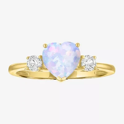 Gemstone 10K Gold Heart Cocktail Ring