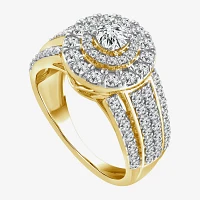 Womens 1 1/2 CT. T.W. Natural White Diamond 14K Gold Round Halo Engagement Ring