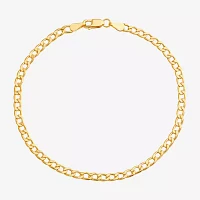Made in Italy Unisex Adult 10K Gold 7.5 Inch Hollow Curb Chain Bracelet