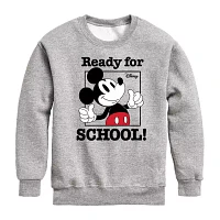 Disney Collection Little & Big Boys Crew Neck Long Sleeve Fleece Mickey Mouse Sweatshirt