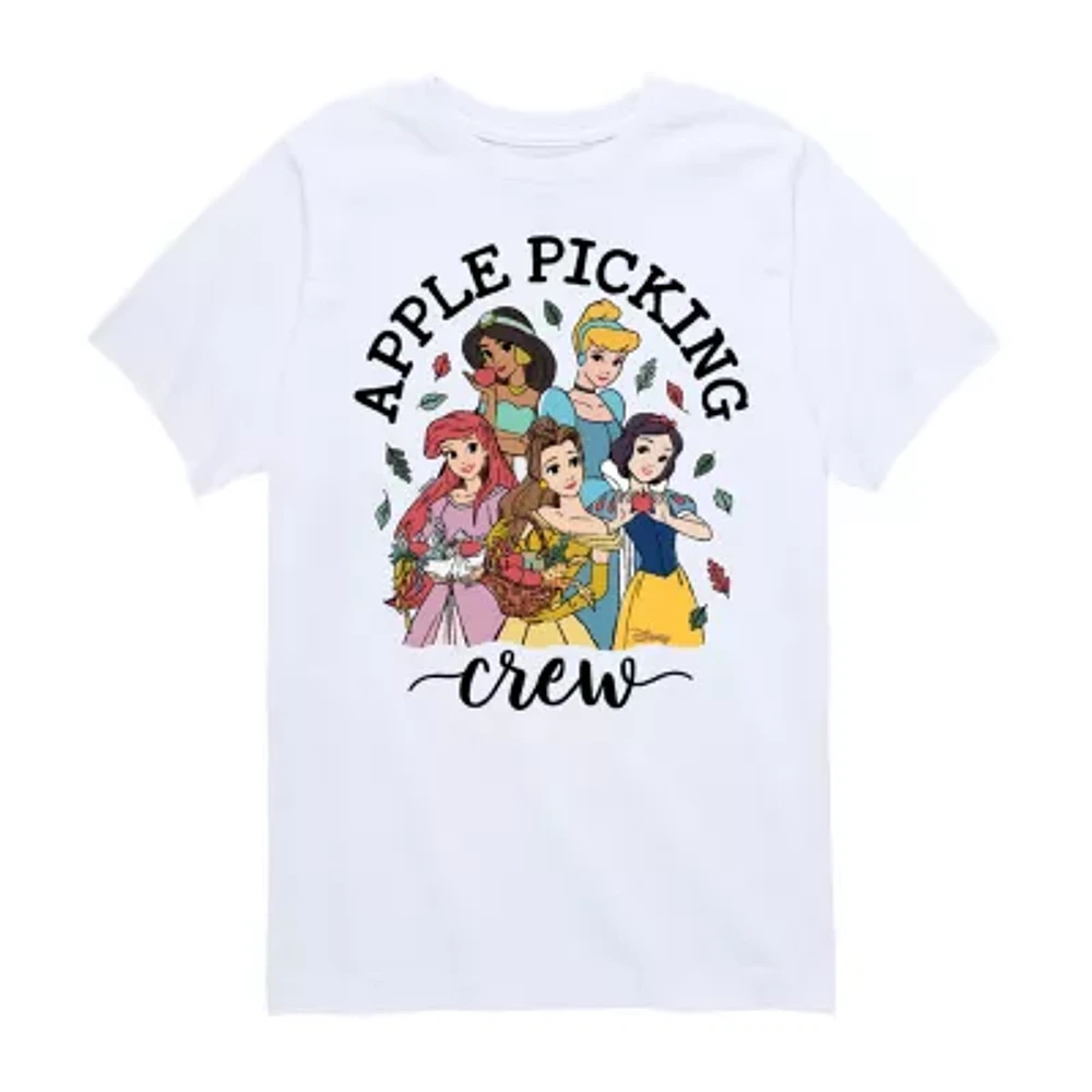 Disney Collection Little & Big Girls Crew Neck Short Sleeve Princess Graphic T-Shirt