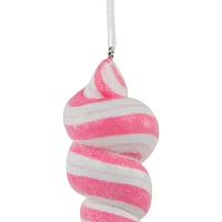 7.5'' Pink and White Glittered Spiral Twist Lollipop Christmas Ornament