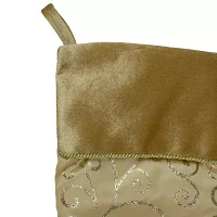 20.5'' Gold Glittered Swirl Christmas Stocking with Velveteen Cuff