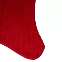 19'' Red and White Cable Knit and Faux Fur Cuff Christmas Stocking