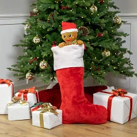 35-Inch Traditional Red with White Cuff Decorative Plush Christmas Stocking