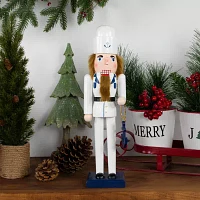 15'' White and Blue Navy Sailor with Anchor Wooden Christmas Nutcracker