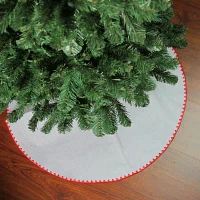 26'' White and Red Shell Stitching Mini Christmas Tree Skirt