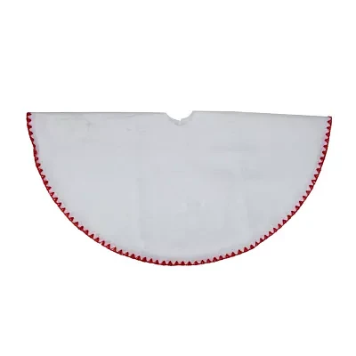 26'' White and Red Shell Stitching Mini Christmas Tree Skirt