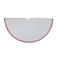 26'' White and Red Shell Stitching Mini Christmas Tree Skirt