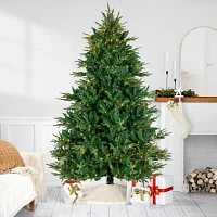 7.5' Pre-Lit Juniper Pine Artificial Christmas Tree  Warm White LED Lights