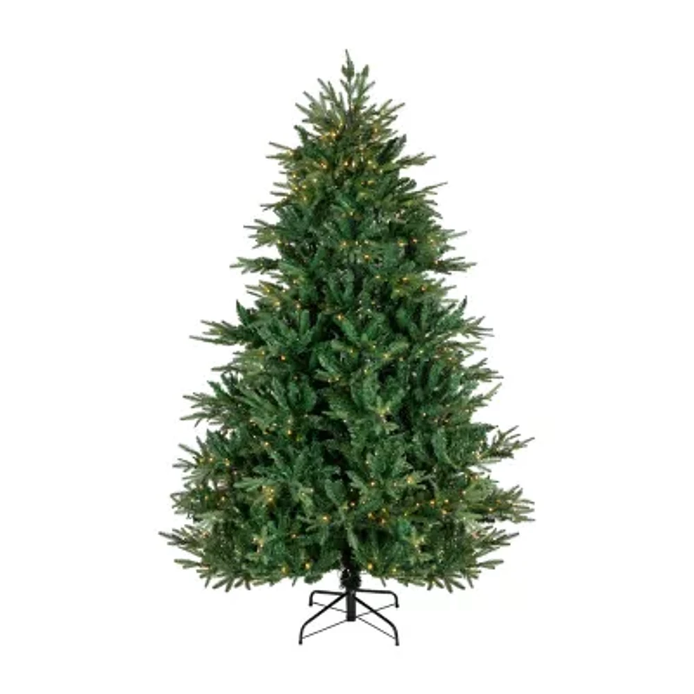 7.5' Pre-Lit Juniper Pine Artificial Christmas Tree  Warm White LED Lights