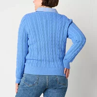 St. John's Bay Tall Womens Crew Neck Long Sleeve Pullover Sweater