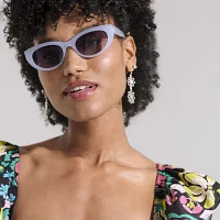BCBGeneration Blue Round Powder Cateye Womens UV Protection Cat Eye Sunglasses