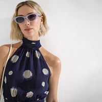 BCBGeneration Blue Round Powder Cateye Womens UV Protection Cat Eye Sunglasses
