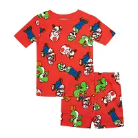 Boys Super Mario Crew Neck Short Sleeve 4-pc. Pajama Sets