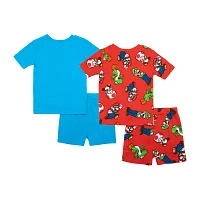 Boys Super Mario Crew Neck Short Sleeve 4-pc. Pajama Sets