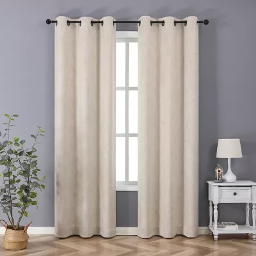 Regal Home Pascal Grommet Top Energy Saving Embossed Blackout Set of 2 Curtain Panel