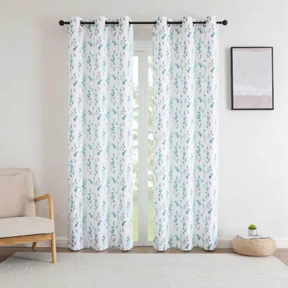 Regal Home Isla Printed Grommet Top Energy Saving Blackout Set of 2 Curtain Panel