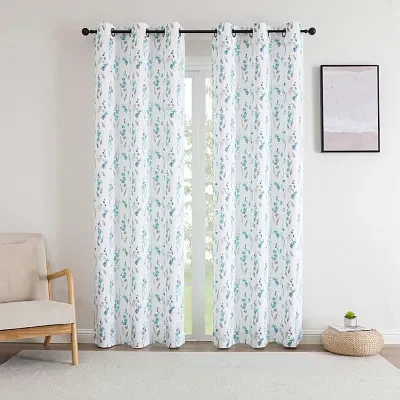 Regal Home Isla Printed Grommet Top Energy Saving Blackout Set of 2 Curtain Panel