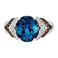 Le Vian Grand Sample Sale™ Ring featuring 4 CT. T.W. Deep Sea Blue Topaz™, 1/5 Chocolate Diamonds® , 1/6 Nude Diamonds™  set 14K Vanilla Gold®