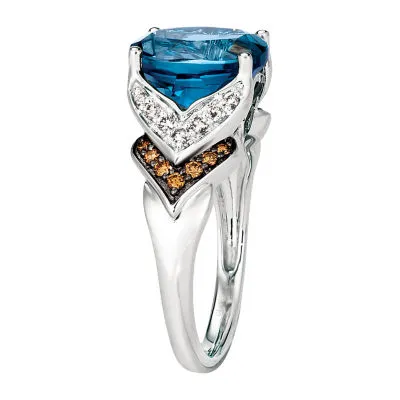 Le Vian Grand Sample Sale™ Ring featuring 4 CT. T.W. Deep Sea Blue Topaz™, 1/5 Chocolate Diamonds® , 1/6 Nude Diamonds™  set 14K Vanilla Gold®