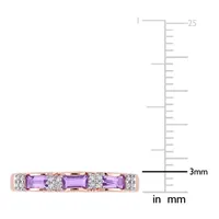 Womens Diamond Accent Genuine Purple Amethyst 10K Rose Gold Stackable Ring