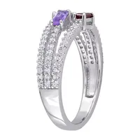 Womens Genuine Multi Color Stone Sterling Silver Stackable Ring